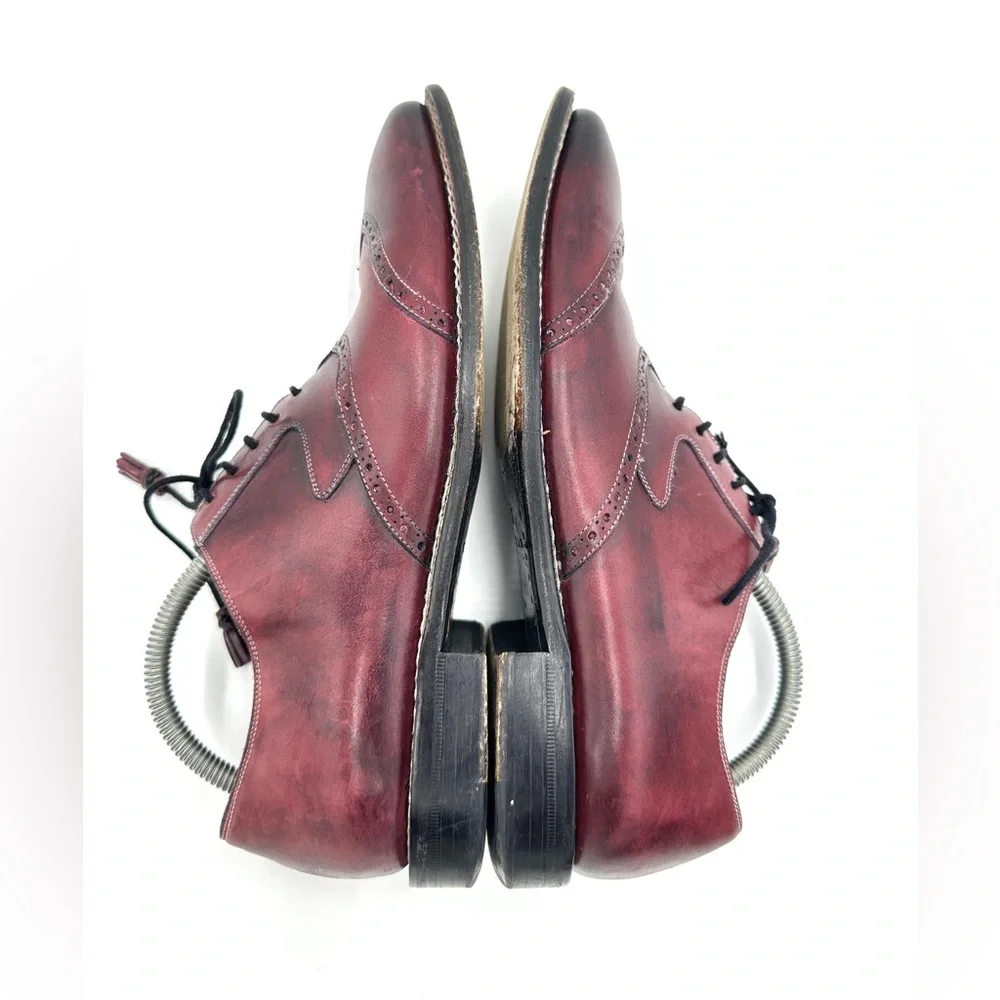 Mezlan Mens‎ Size 8M Burgundy Leather Wingtip Oxford Dress Shoes